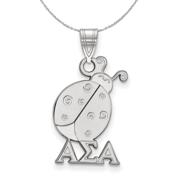 Sterling Silver Alpha Sigma Alpha Medium Pendant Necklace - 24 Inch - Picture 1 of 8
